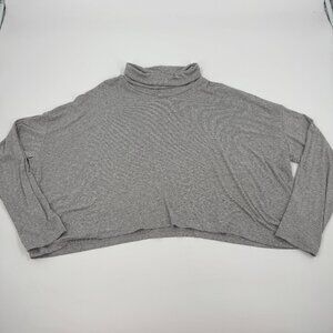 Betabrand Womens Gray Cropped Turtleneck Long Sleeve Relaxed Top Size L
